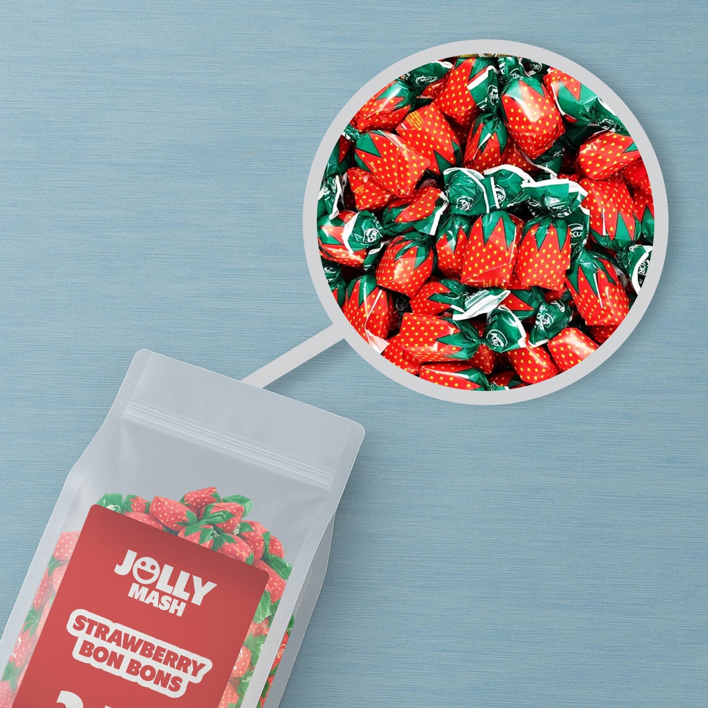 Strawberry Bon Bons Filled Hard Candy | 2 LBS | Individually Wrapped Strawberry Candy Bulk Bag